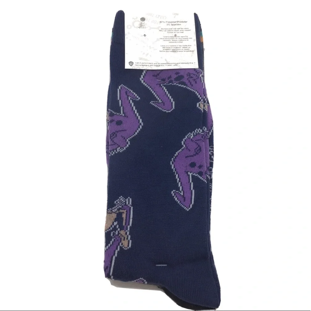 (2) Pairs The Flintstones Mens Novelty Crew Socks